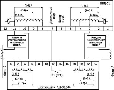 Схема выводов и подключения внешних цепей БШД-01-200