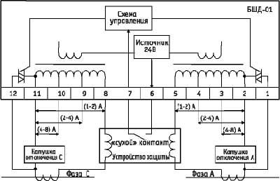 Схема выводов и подключения внешних цепей БШД-01