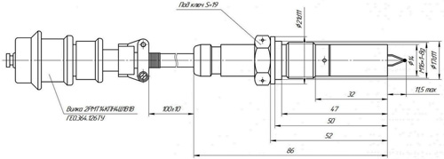 Схема габаритных размеров датчика ИС-470А