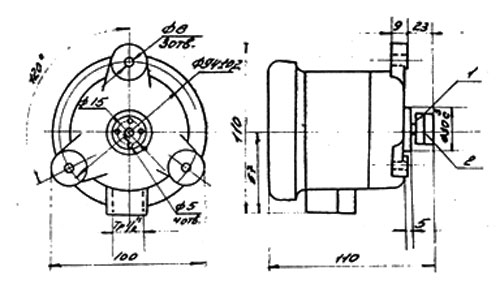 Рис.2. Габаритный чертеж реле контроля скорости РКС-М